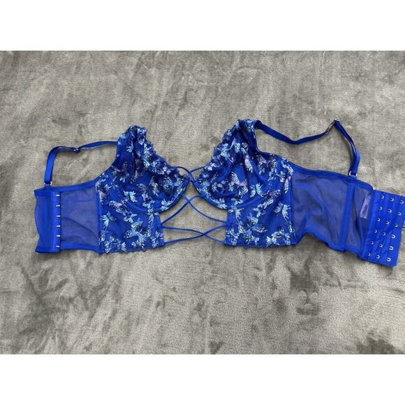 NWT Victorias Secret Butterfly Embroidery Blue Corset Bra sz M - Picture 5 of 7